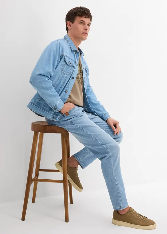 Loose fit stretch jeans van stevig denim, tapered, bonprix