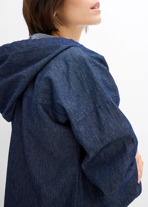 Spijkerblouse met capuchon, bonprix