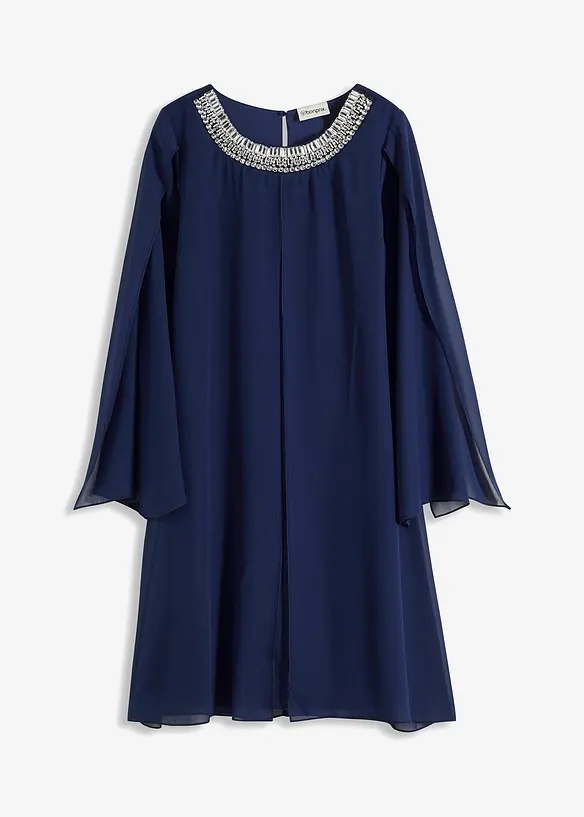 Chiffon jurk met strass-applicatie, bonprix