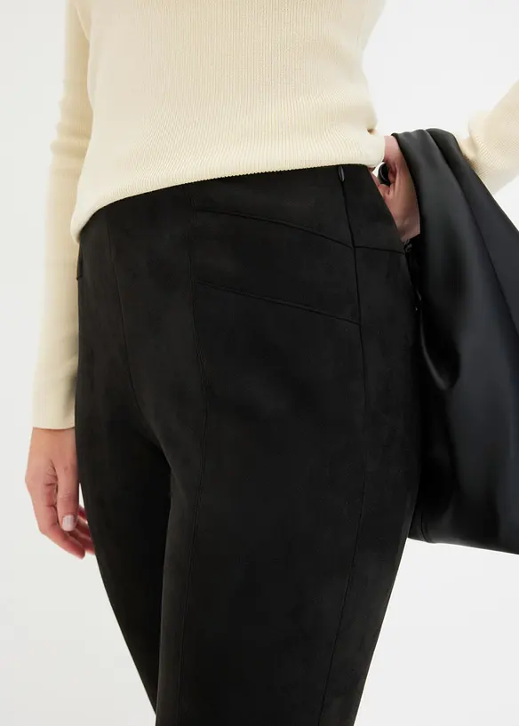 Imitatieleren broek met comfortabele band, bonprix