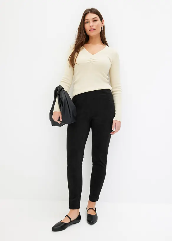 Imitatieleren broek met comfortabele band, bonprix