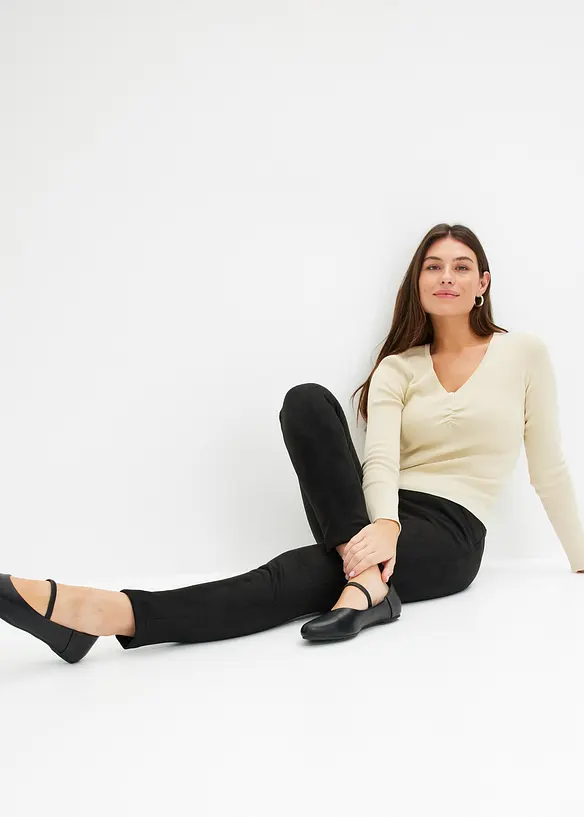 Imitatieleren broek met comfortabele band, bonprix