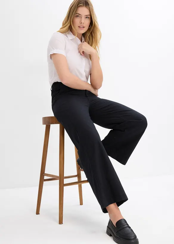 Wijde broek van puur katoen, high waist, bonprix