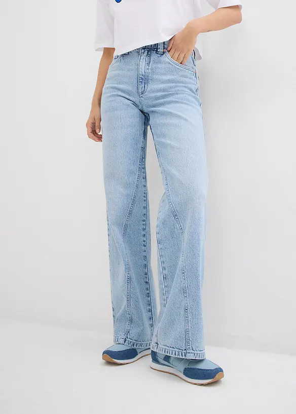 Wide leg jeans, high waist, low stretch, bonprix