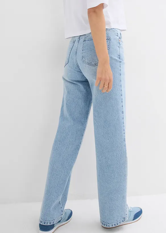 Wide leg jeans, high waist, low stretch, bonprix