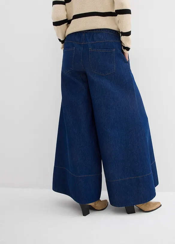 Wide leg jeans, mid waist, comfortabele tailleband, bonprix