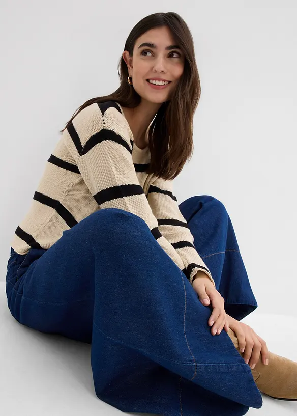 Wide leg jeans, mid waist, comfortabele tailleband, bonprix