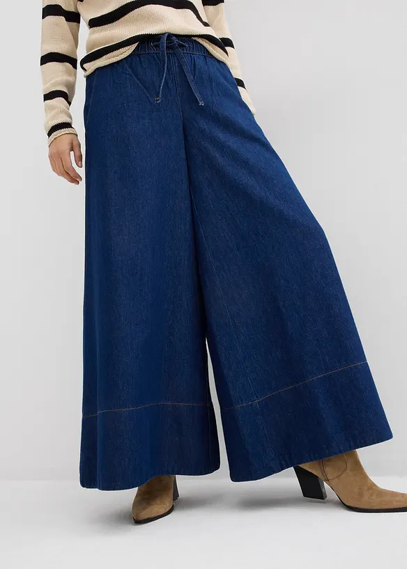 Wide leg jeans, mid waist, comfortabele tailleband, bonprix