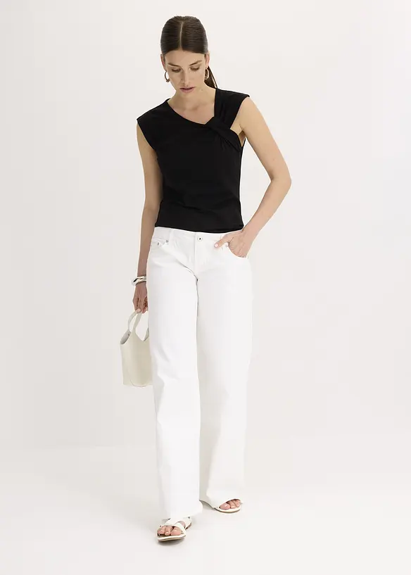Shirt van een elastische katoenmix met een twist, bonprix