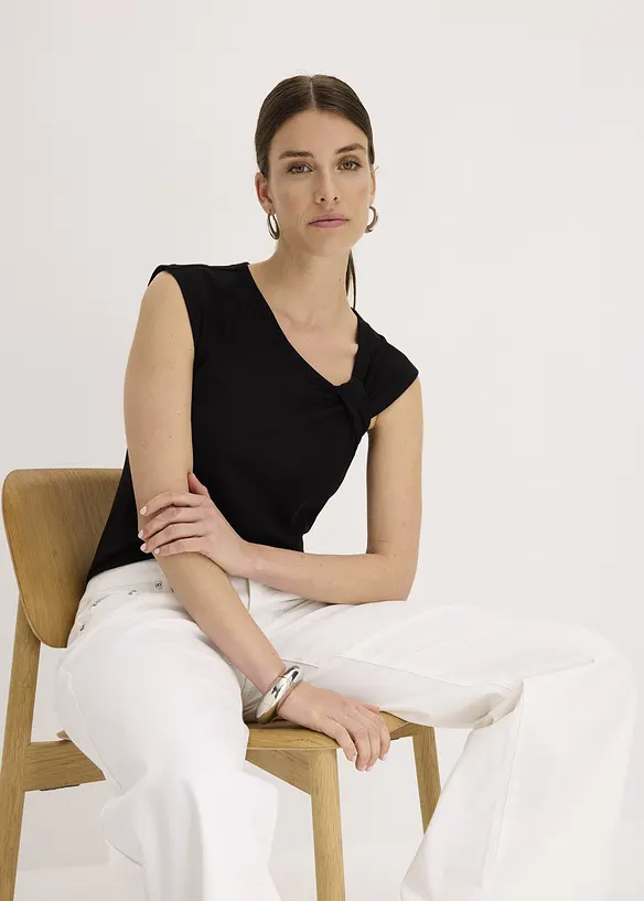 Shirt van een elastische katoenmix met een twist, bonprix
