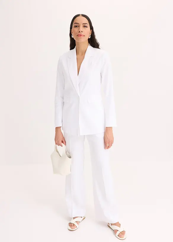 Casual linnen blazer met brede revers, bonprix