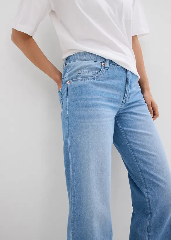 Straight jeans mid waist, low stretch cropped, bonprix