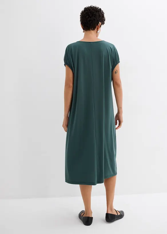 Jersey jurk met V-hals in een viscosemix, bonprix