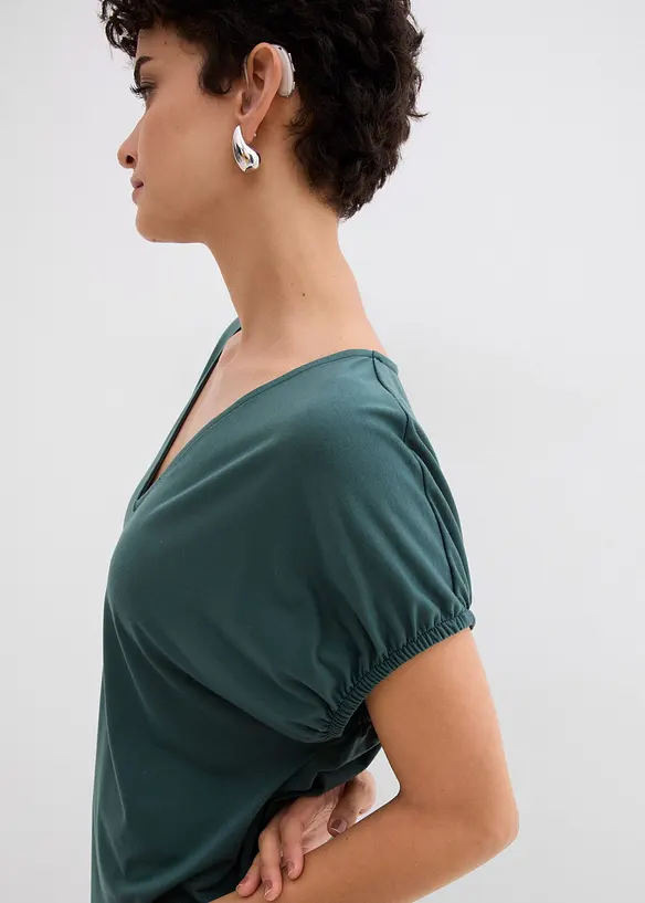 Jersey jurk met V-hals in een viscosemix, bonprix