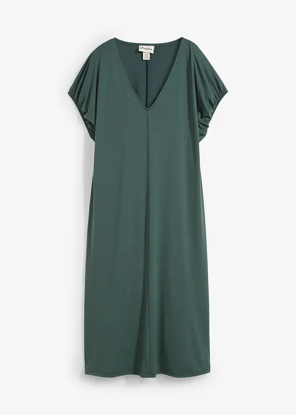 Jersey jurk met V-hals in een viscosemix, bonprix
