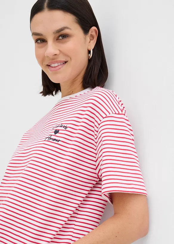 Gestreept T-shirt met borduursel, bonprix