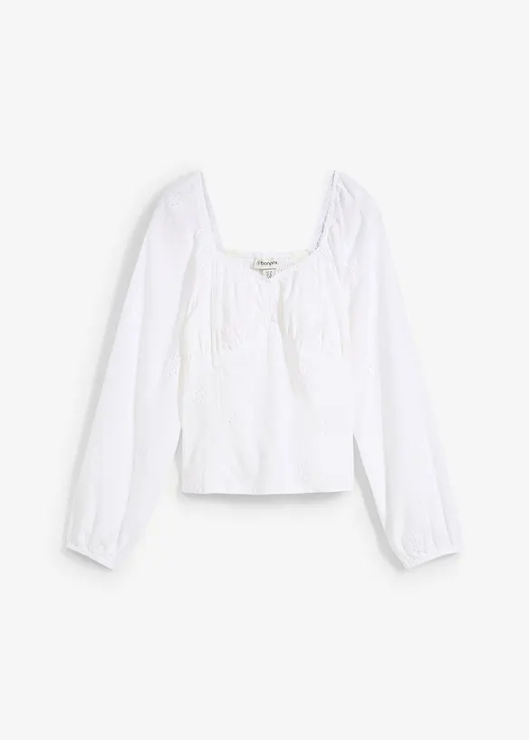 Blouse van katoen met broderie anglaise, bonprix