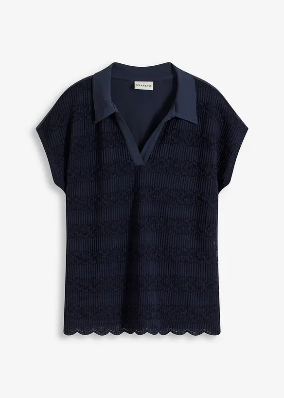 Poloshirt met kant, bonprix