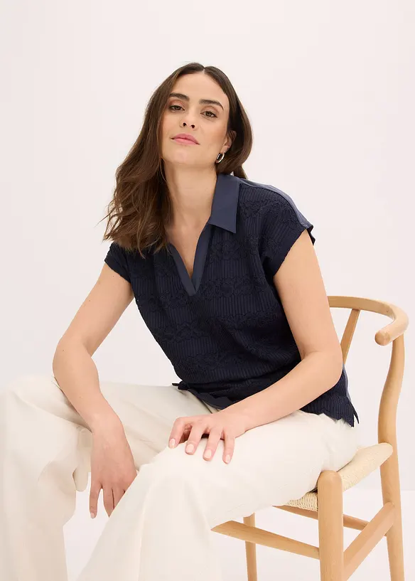 Poloshirt met kant, bonprix