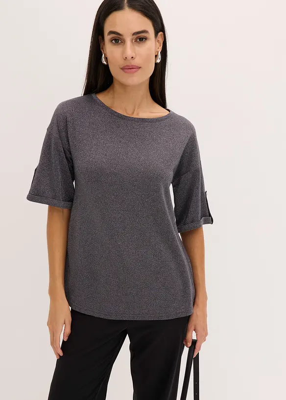 Shirt met viscose en glanzende print, bonprix