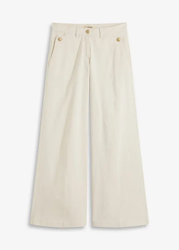 Wide leg broek met stretch, bonprix