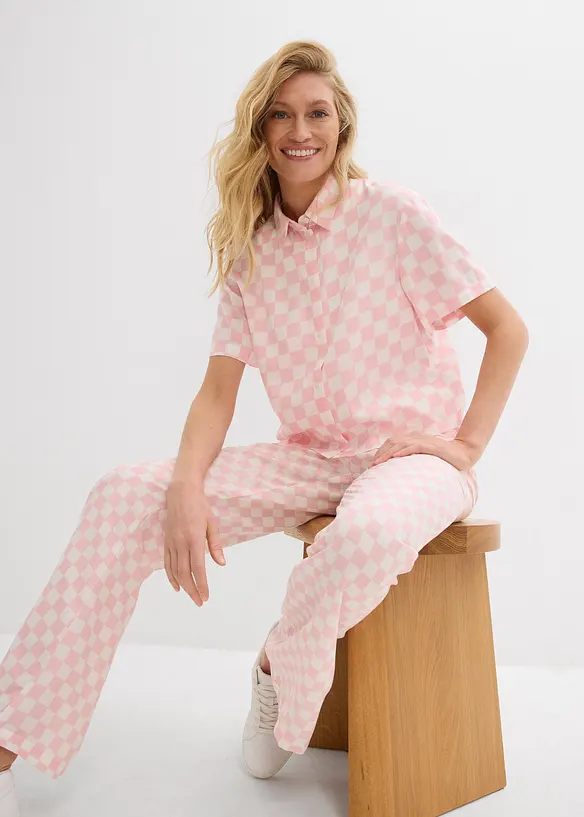 Geruite blouse met korte mouwen, bonprix