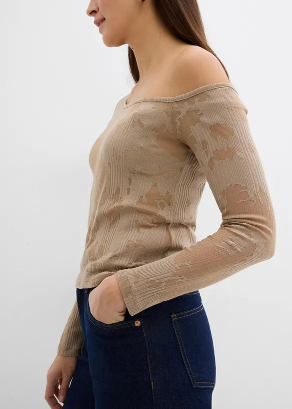 Off shoulder shirt in ausbrenner look, bonprix
