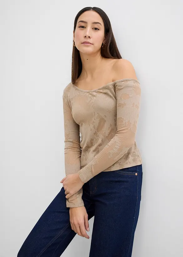 Off shoulder shirt in ausbrenner look, bonprix