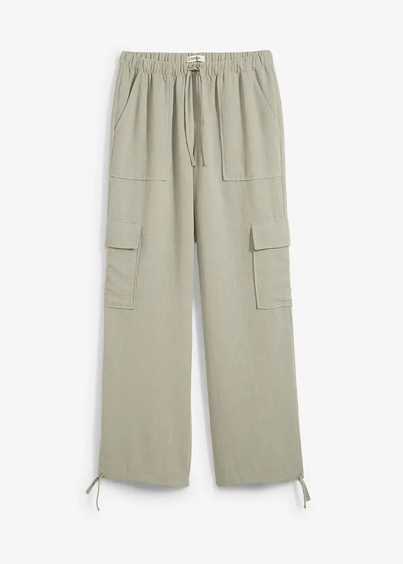 Cargo broek in vloeiende stof, bonprix