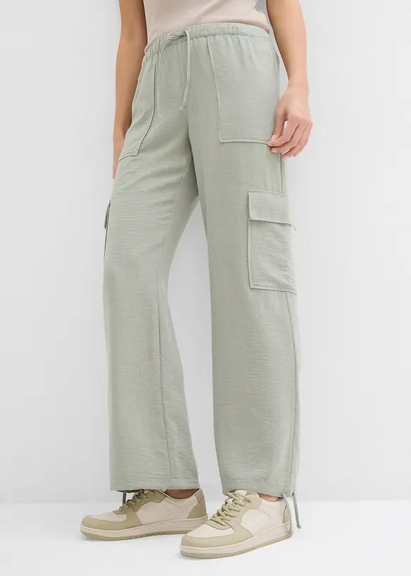 Cargo broek in vloeiende stof, bonprix