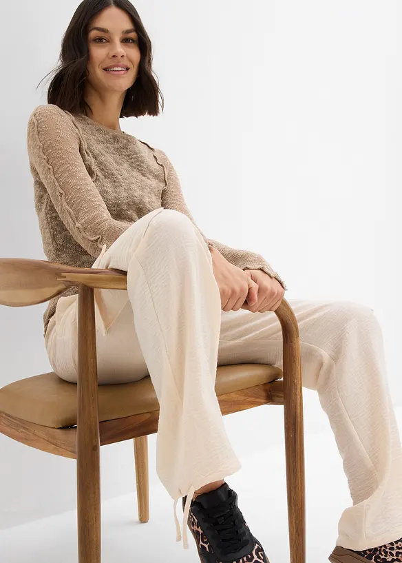 Cargo broek in vloeiende stof, bonprix