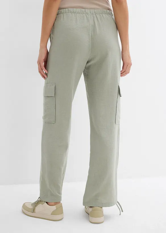 Cargo broek in vloeiende stof, bonprix