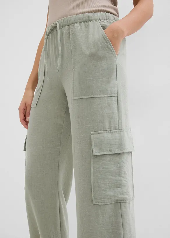 Cargo broek in vloeiende stof, bonprix