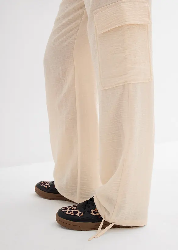 Cargo broek in vloeiende stof, bonprix