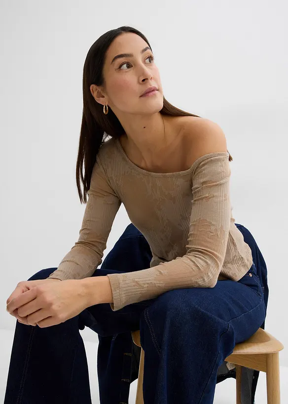 Off shoulder shirt in ausbrenner look, bonprix