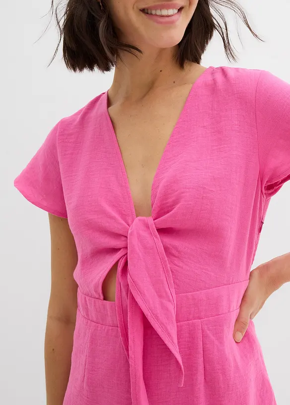 Mini jurk met een knoop onder aan de V-haks, bonprix