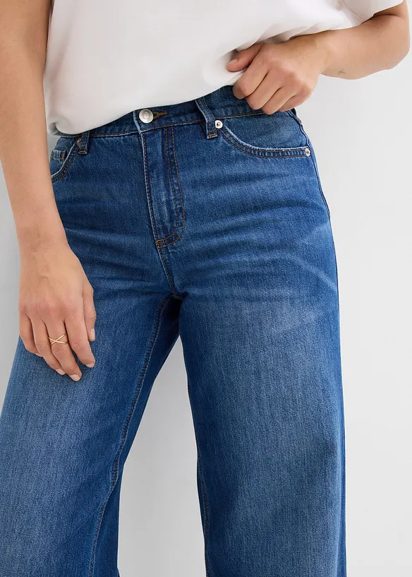 Baggy jeans mid waist super soft, cropped, bonprix