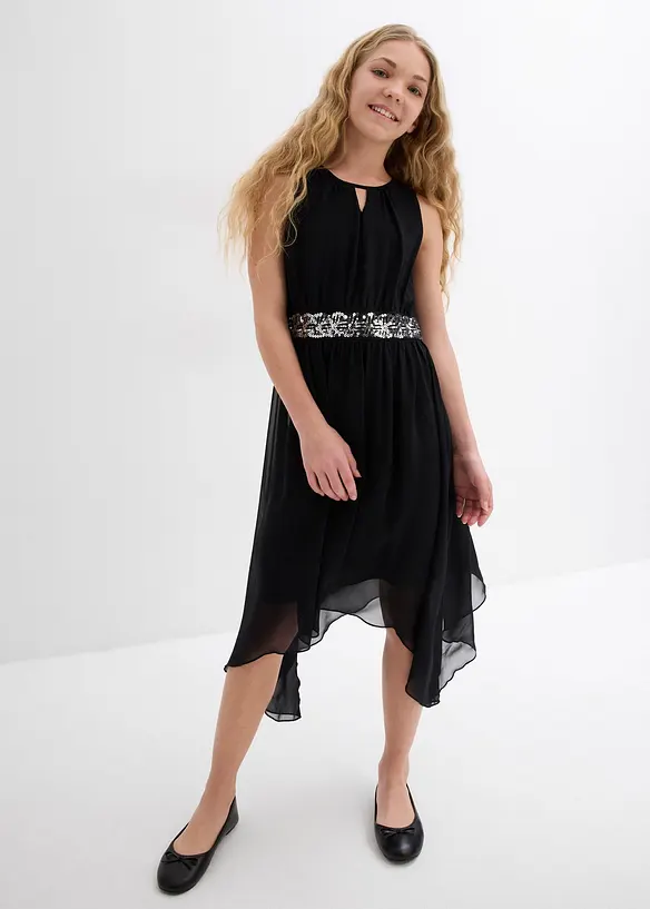 Chiffon jurk met pailletten, bonprix
