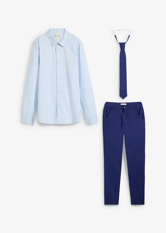 Chino, overhemd en stropdas (3-dlg. set), bonprix