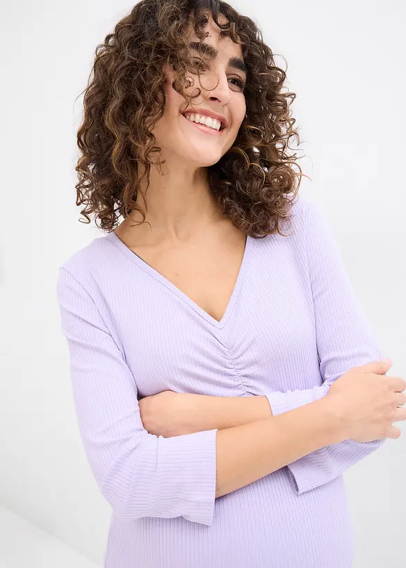 Geribd zwangerschapsshirt met opvallende hals, bonprix