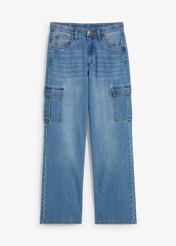 Cargo jeans loose fit straight met stretch, bonprix