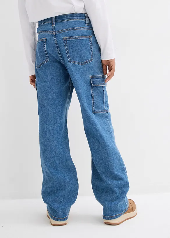 Cargo jeans loose fit straight met stretch, bonprix