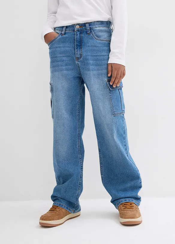 Cargo jeans loose fit straight met stretch, bonprix