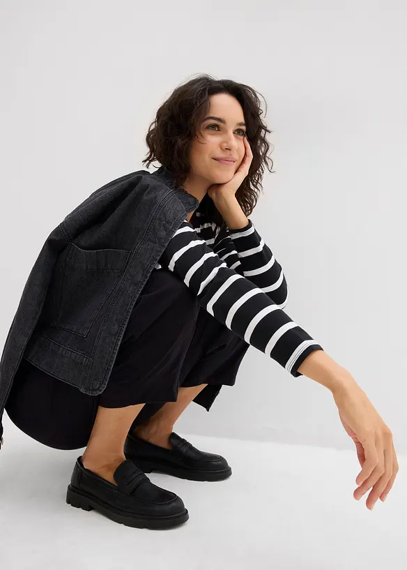 Slip-on broek met linnen, 7/8 lengte, bonprix