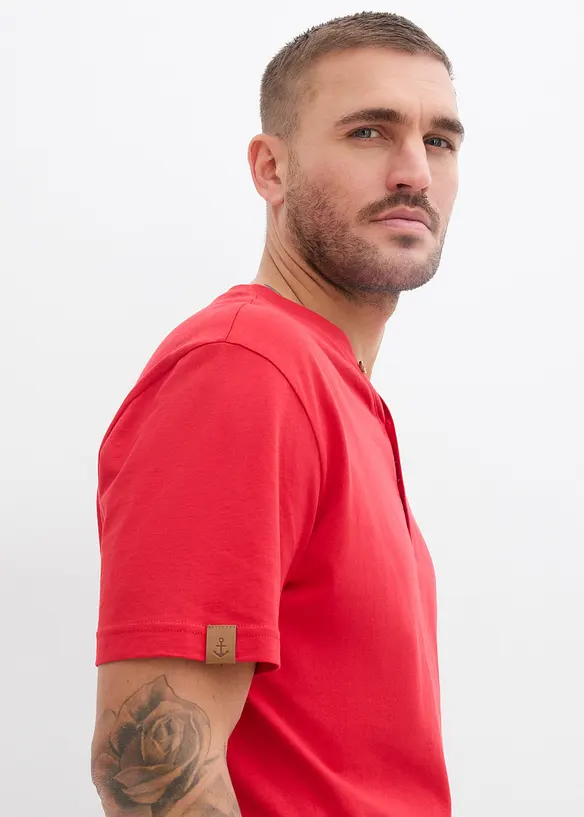 Henley shirt, korte mouw (set van 2) van biologisch katoen, bonprix