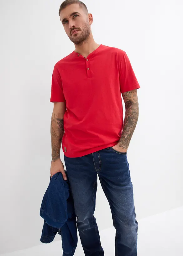 Henley shirt, korte mouw (set van 2) van biologisch katoen, bonprix