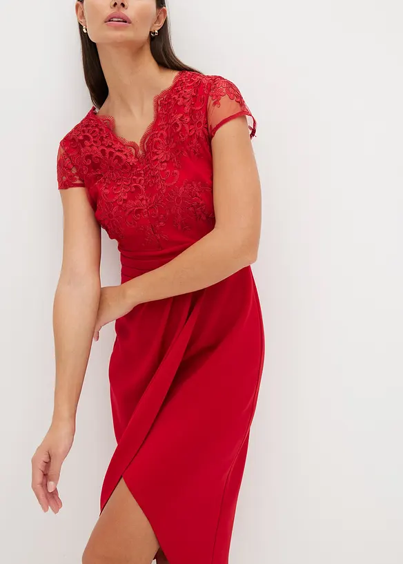 Mini jurk met kant, bonprix