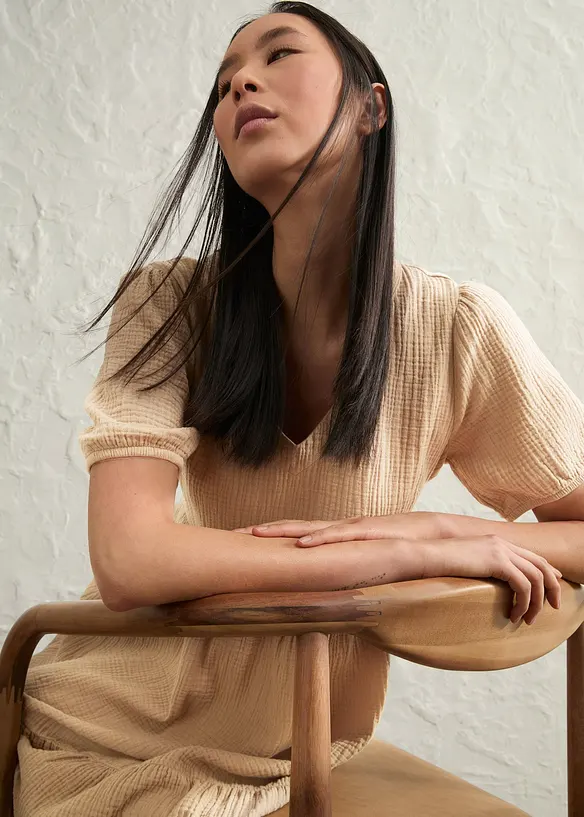 Oversized katoenen jurk van mousseline, bonprix