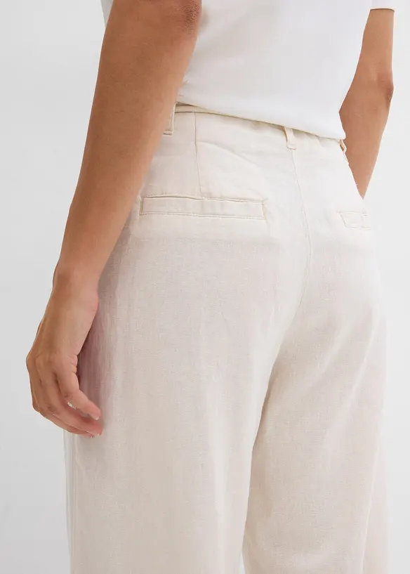 Paperbag broek van luchtige linnenmix, bonprix