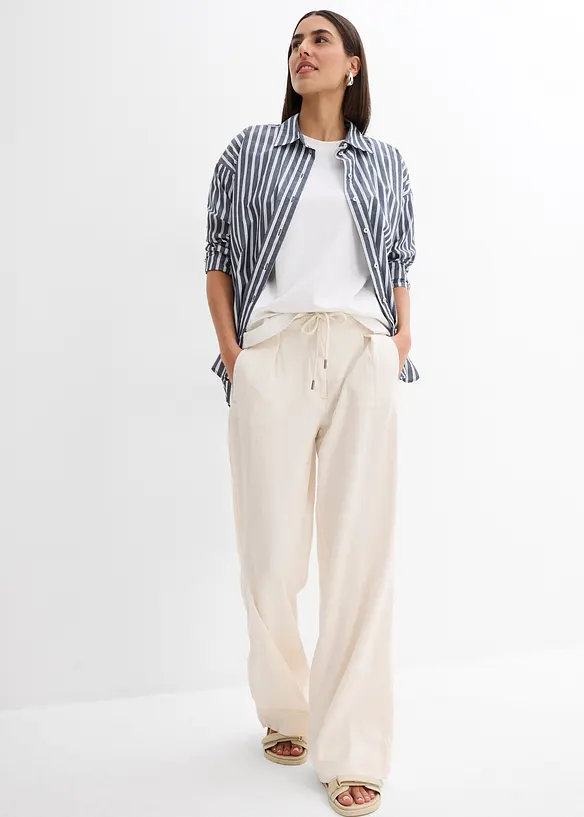 Paperbag broek van luchtige linnenmix, bonprix
